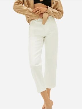 Everlane High Rise Straight Leg Cropped White Denim Jeans Size 6 Short